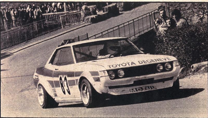 A Toyota Celica competing in a round of the European rally championship in